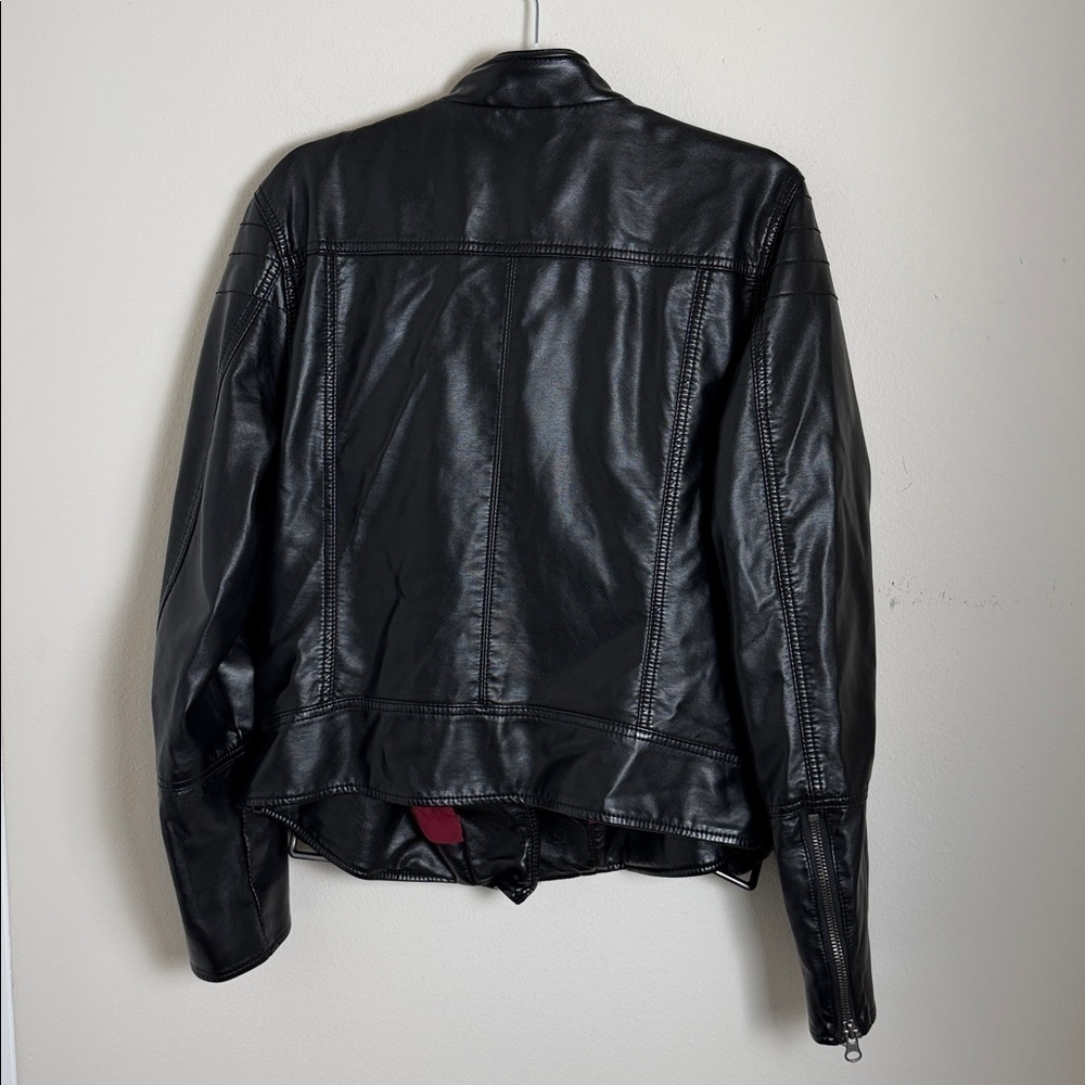 Free People We the Free Heartbreaker Faux Moto Leather Jacket Size XL - Picture 9 of 9
